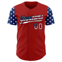 Load image into Gallery viewer, Custom Red USA Flag-Black 3D American Flag Patriotic Authentic Baseball Jersey
