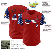 Load image into Gallery viewer, Custom Red USA Flag-Black 3D American Flag Patriotic Authentic Baseball Jersey
