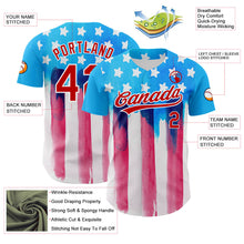 Load image into Gallery viewer, Custom Electric Blue Red-White 3D American Flag Patriotic Authentic Baseball Jersey
