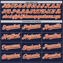 Load image into Gallery viewer, Custom Navy Orange-White Line Authentic Baseball Jersey
