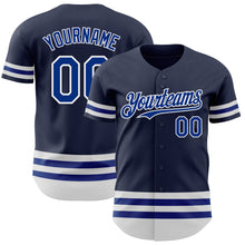 Load image into Gallery viewer, Custom Navy Royal-White Line Authentic Baseball Jersey
