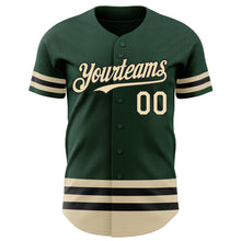 Load image into Gallery viewer, Custom Green Cream-Black Line Authentic Baseball Jersey
