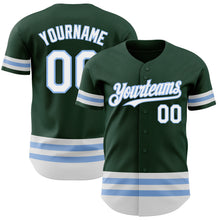 Load image into Gallery viewer, Custom Green White-Light Blue Line Authentic Baseball Jersey
