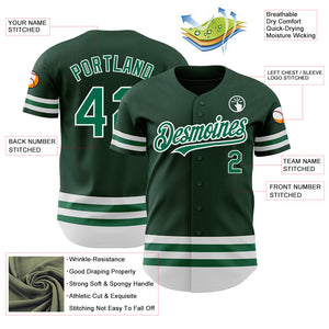 Custom Green Kelly Green-White Line Authentic Baseball Jersey