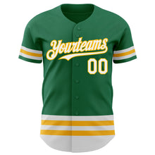 Load image into Gallery viewer, Custom Kelly Green White-Gold Line Authentic Baseball Jersey
