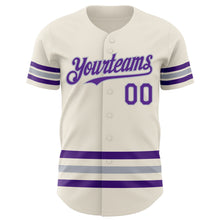 Load image into Gallery viewer, Custom Cream Purple-Gray Line Authentic Baseball Jersey
