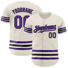 Load image into Gallery viewer, Custom Cream Purple-Black Line Authentic Baseball Jersey
