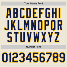 Load image into Gallery viewer, Custom Cream Navy-Gold Line Authentic Baseball Jersey
