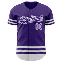 Load image into Gallery viewer, Custom Purple White Line Authentic Baseball Jersey
