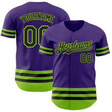 Load image into Gallery viewer, Custom Purple Black-Neon Green Line Authentic Baseball Jersey
