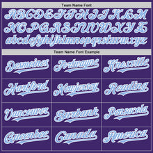 Load image into Gallery viewer, Custom Purple Light Blue-White Line Authentic Baseball Jersey
