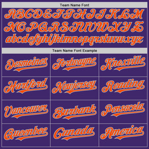 Custom Purple Orange-Gray Line Authentic Baseball Jersey