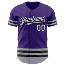 Load image into Gallery viewer, Custom Purple Gray-Black Line Authentic Baseball Jersey
