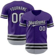 Load image into Gallery viewer, Custom Purple Gray-Black Line Authentic Baseball Jersey
