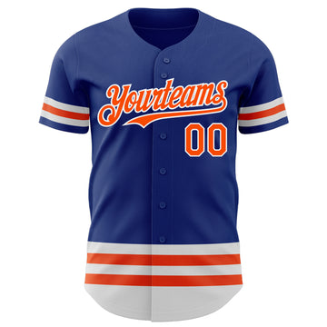 Custom Royal Orange-White Line Authentic Baseball Jersey