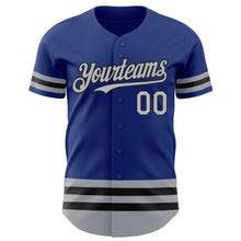 Load image into Gallery viewer, Custom Royal Gray-Black Line Authentic Baseball Jersey
