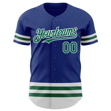 Custom Royal Kelly Green-White Line Authentic Baseball Jersey