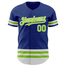 Load image into Gallery viewer, Custom Royal Neon Green-White Line Authentic Baseball Jersey
