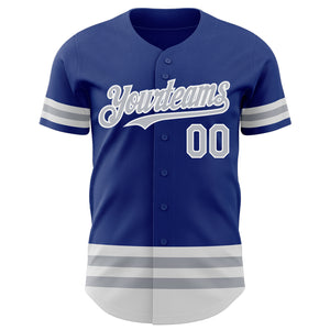 Custom Royal Gray-White Line Authentic Baseball Jersey