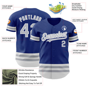 Custom Royal Gray-White Line Authentic Baseball Jersey