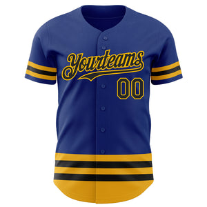 Custom Royal Black-Gold Line Authentic Baseball Jersey