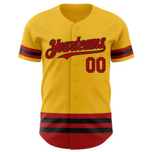 Load image into Gallery viewer, Custom Gold Red-Black Line Authentic Baseball Jersey
