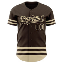 Load image into Gallery viewer, Custom Brown Cream Line Authentic Baseball Jersey
