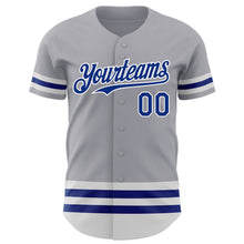 Load image into Gallery viewer, Custom Gray Royal-White Line Authentic Baseball Jersey
