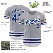 Load image into Gallery viewer, Custom Gray Royal-White Line Authentic Baseball Jersey
