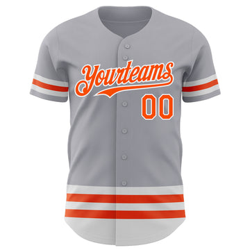 Custom Gray Orange-White Line Authentic Baseball Jersey