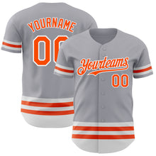 Load image into Gallery viewer, Custom Gray Orange-White Line Authentic Baseball Jersey

