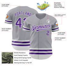 Load image into Gallery viewer, Custom Gray Purple-White Line Authentic Baseball Jersey

