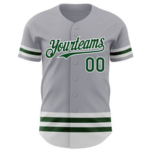 Load image into Gallery viewer, Custom Gray Green-White Line Authentic Baseball Jersey
