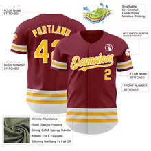 Load image into Gallery viewer, Custom Crimson Gold-White Line Authentic Baseball Jersey
