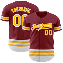 Load image into Gallery viewer, Custom Crimson Gold-White Line Authentic Baseball Jersey
