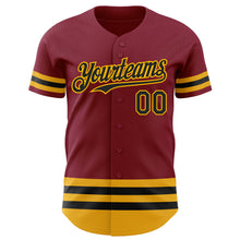 Load image into Gallery viewer, Custom Crimson Black-Gold Line Authentic Baseball Jersey
