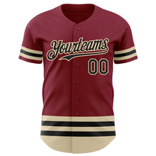 Load image into Gallery viewer, Custom Crimson Black-Cream Line Authentic Baseball Jersey
