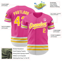 Load image into Gallery viewer, Custom Pink Yellow-White Line Authentic Baseball Jersey
