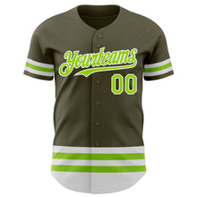 Load image into Gallery viewer, Custom Olive Neon Green-White Line Authentic Salute To Service Baseball Jersey
