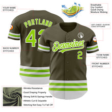 Load image into Gallery viewer, Custom Olive Neon Green-White Line Authentic Salute To Service Baseball Jersey
