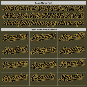 Custom Olive Black-Old Gold Line Authentic Salute To Service Baseball Jersey