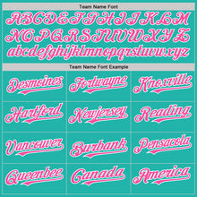 Load image into Gallery viewer, Custom Aqua Pink-White Line Authentic Baseball Jersey
