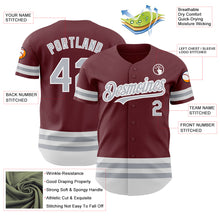 Load image into Gallery viewer, Custom Burgundy Gray-White Line Authentic Baseball Jersey
