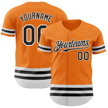 Custom Bay Orange Black-White Line Authentic Baseball Jersey