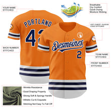 Load image into Gallery viewer, Custom Bay Orange Navy-White Line Authentic Baseball Jersey
