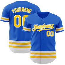 Load image into Gallery viewer, Custom Thunder Blue Yellow-White Line Authentic Baseball Jersey

