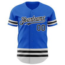 Load image into Gallery viewer, Custom Thunder Blue Black-White Line Authentic Baseball Jersey
