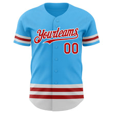 Load image into Gallery viewer, Custom Sky Blue Red-White Line Authentic Baseball Jersey

