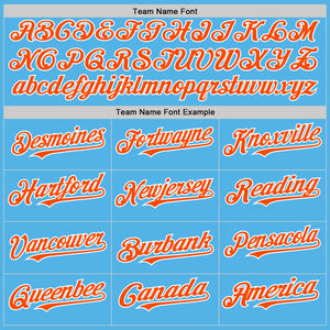 Custom Sky Blue Orange-White Line Authentic Baseball Jersey