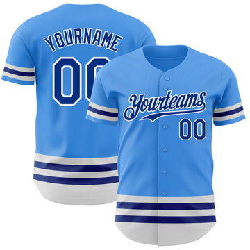 Custom Electric Blue Royal-White Line Authentic Baseball Jersey